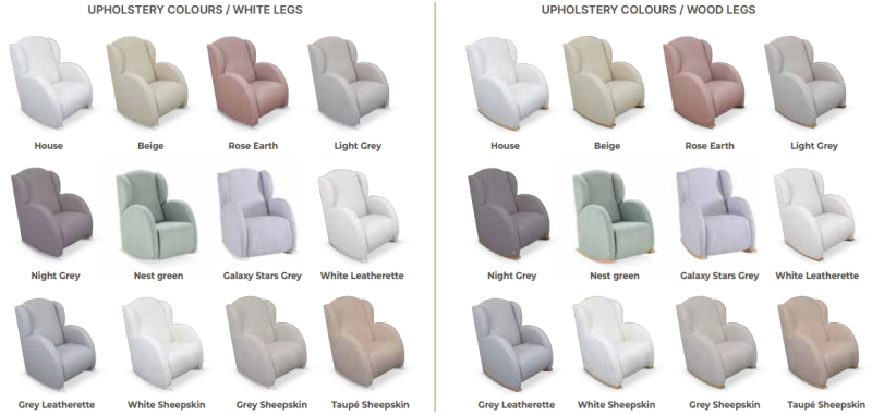 dostupné barevné provedení křesel Flow